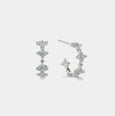 Dainty Blue Opal Flower Hoop Earrings