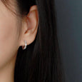 Geometric Marquise CZ Hoop Earrings in Sterling Silver