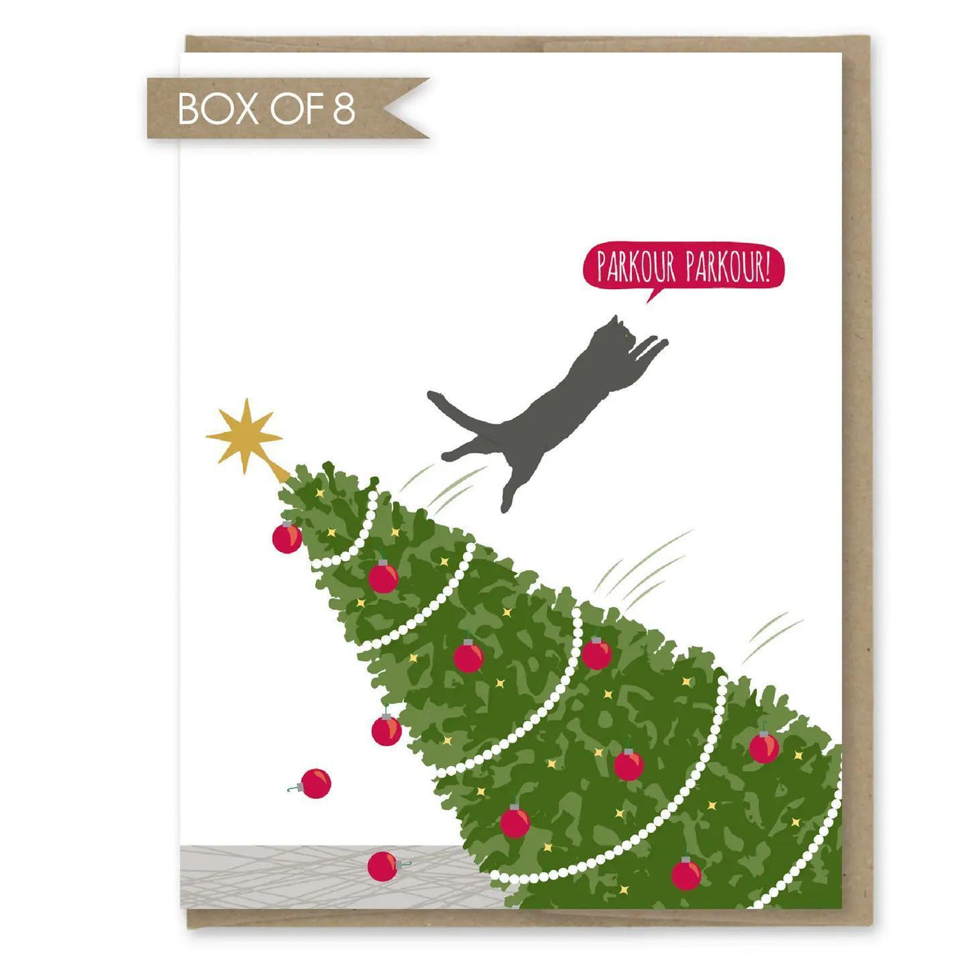 Parkour Cat Christmas Card - box set of 8