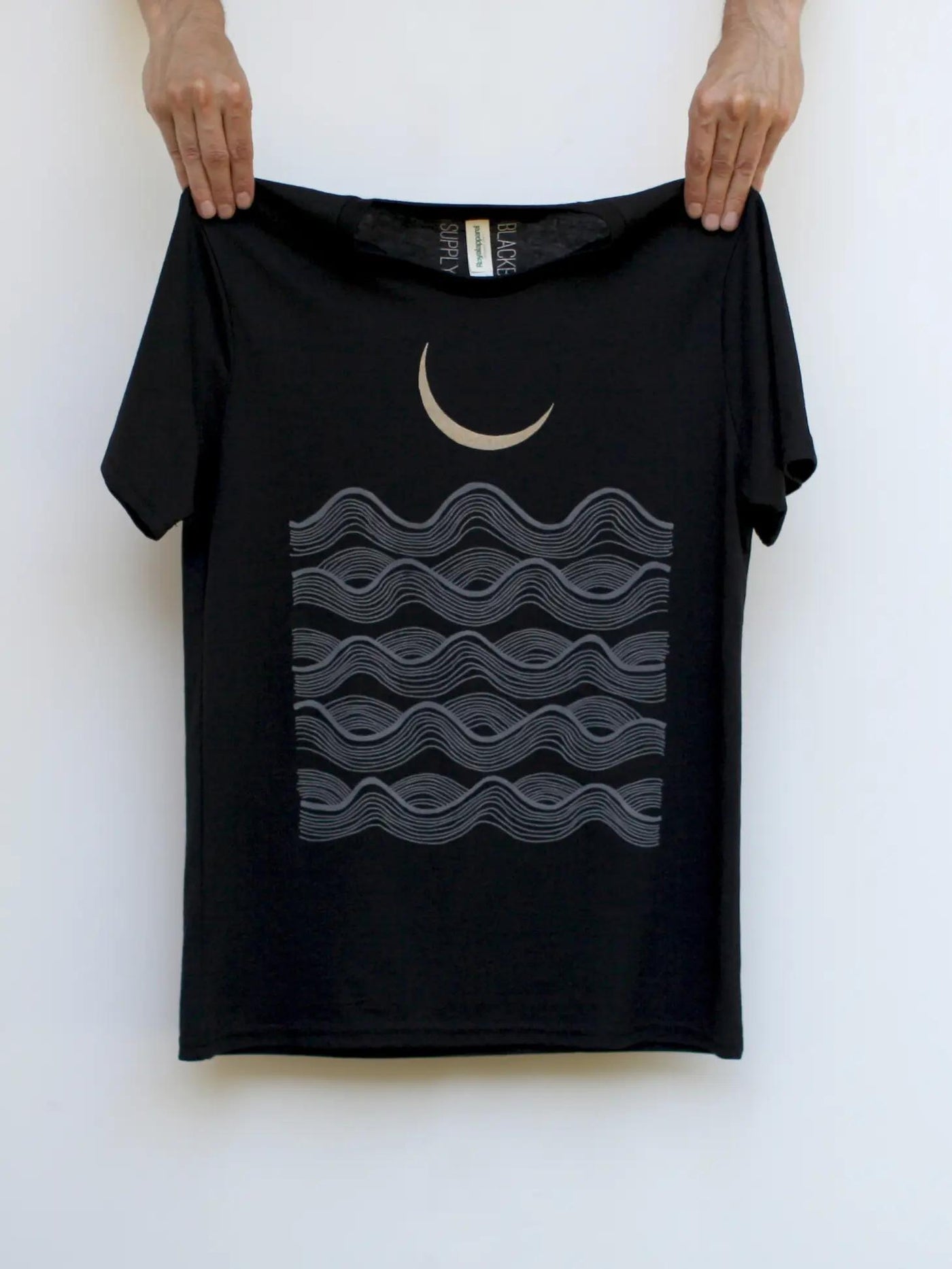 Gold Moon And Ocean Waves Unisex T-Shirt
