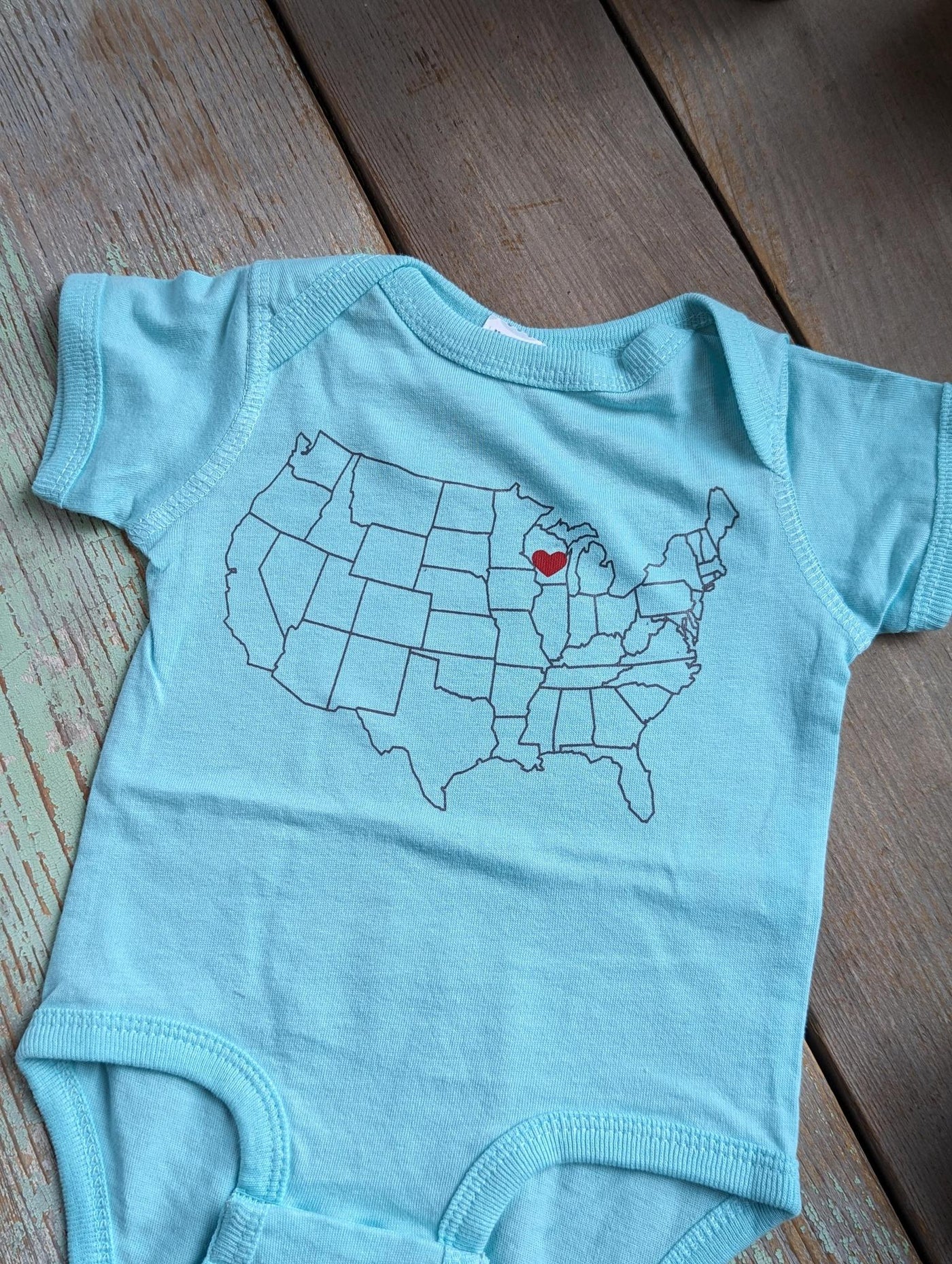 Wisconsin Love Onesie in Sky Blue