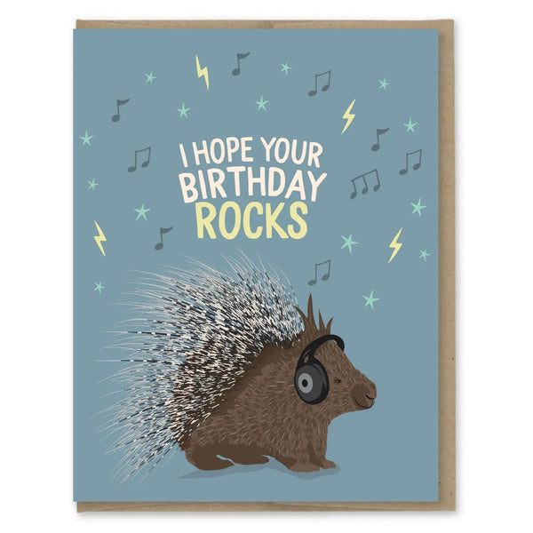 Porcupine birthday rocks card