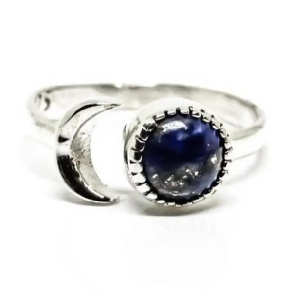 Sun Moon Lapis Lazuli Ring in Sterling Silver