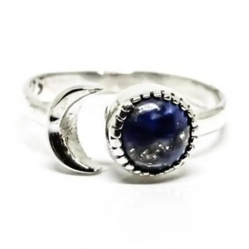 Sun Moon Lapis Lazuli Ring in Sterling Silver
