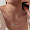 Triple Moon Opal Textured Necklace in Sterling Silver
