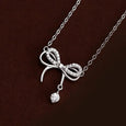 Pave Bow Necklace in Sterling Silver