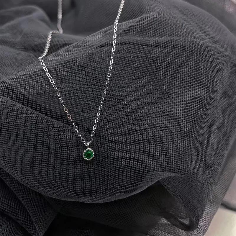Round Cut Emerald Pendant Necklace