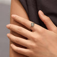 Triangle Green Moss Agate Band Ring in 925 Sterling Silver
