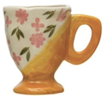 Hand-Painted Stoneware Espresso/Child's Mug, 8 Styles (Each One Will Vary)