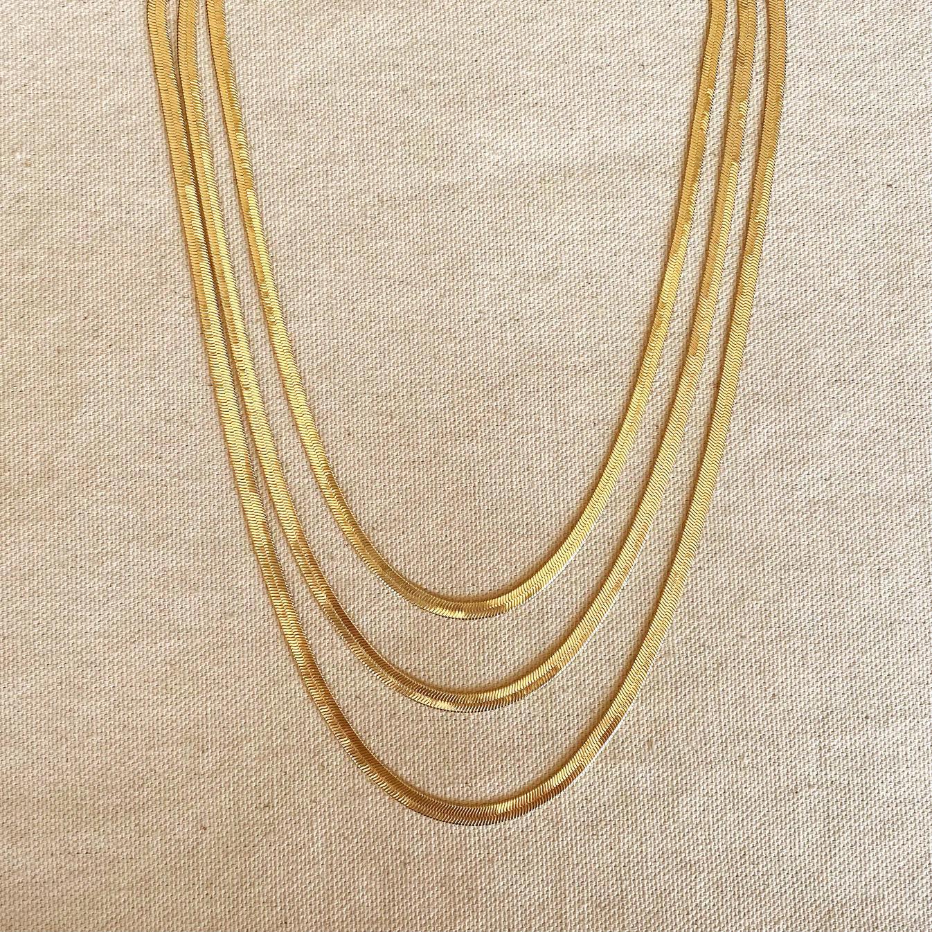 18k Gold Filled  4.0mm Herringbone Chain