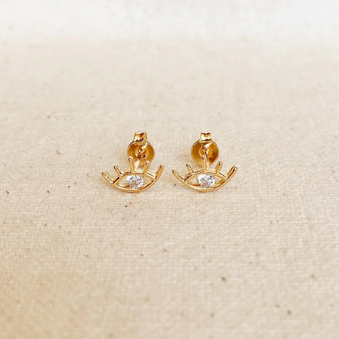 18k Gold Filled Eye Stud Earrings