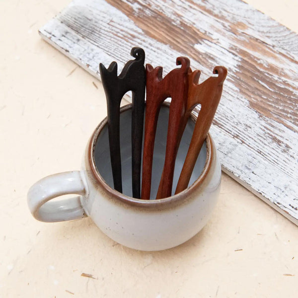 Natural Wooden Cat Hair Stick