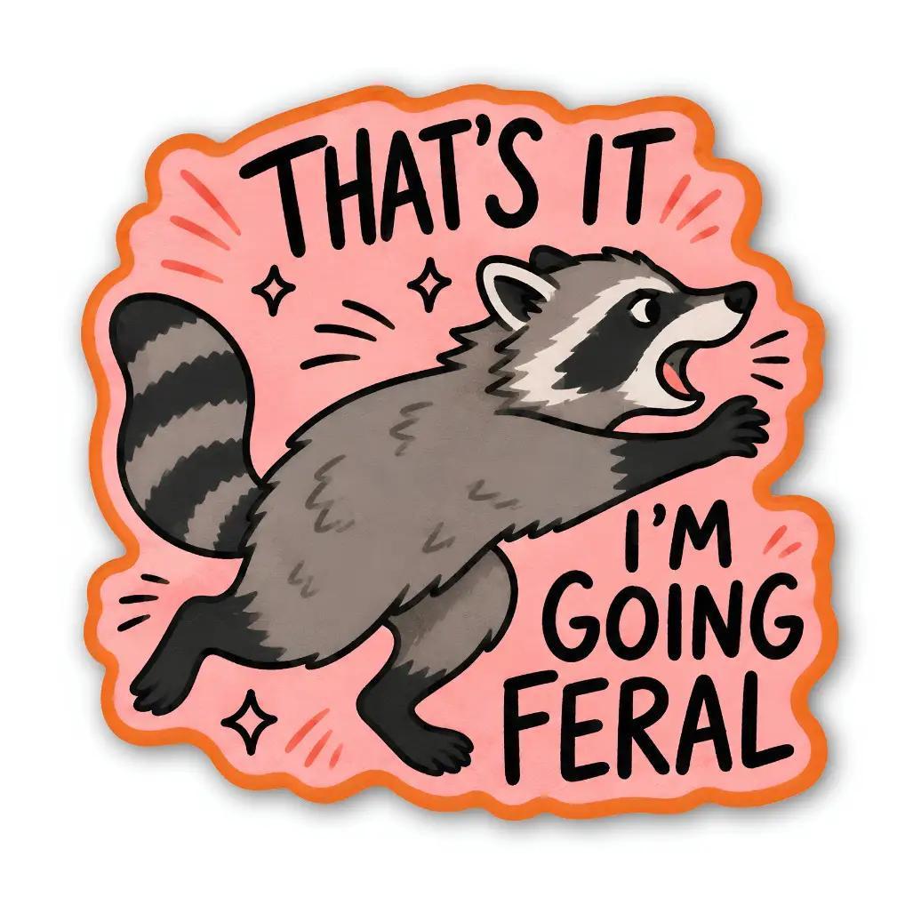 That’s It I’m Going Feral Raccoon Sticker