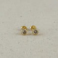 Gold Filled 4mm Round Bezel Cubic Zirconia Stud Earrings