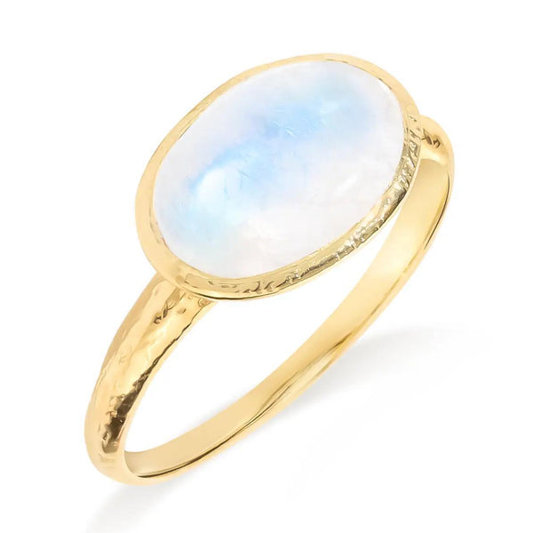 Gold Vermeil Moonstone Textured Ring