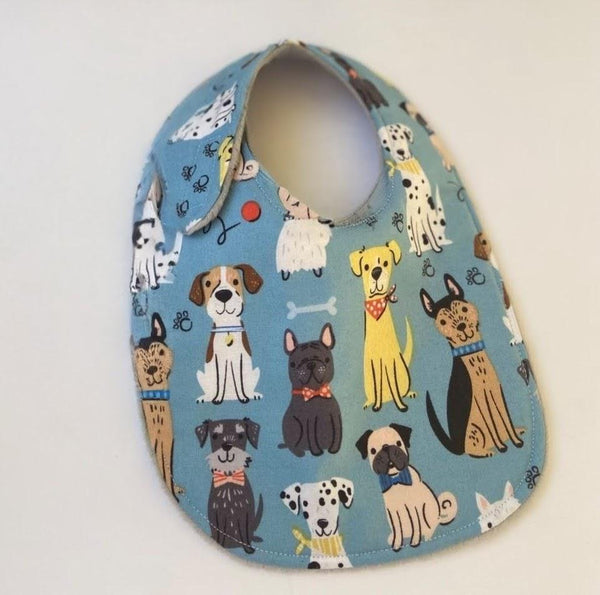 Dapper Dogs on Blue Bib