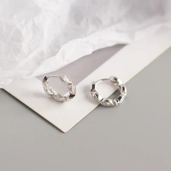 Geometric Marquise CZ Hoop Earrings in Sterling Silver