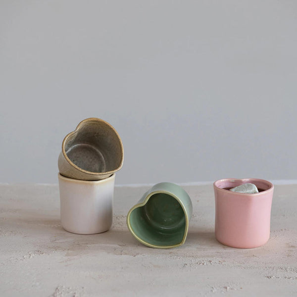Stoneware Heart Mug, 4 Colors