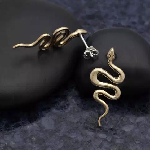 Bronze Large Snake Post Earrings
