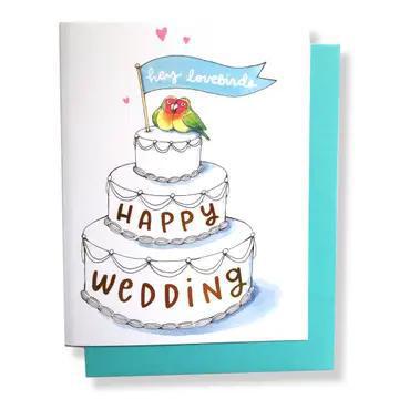 Love Birds Happy Wedding Gold Foil