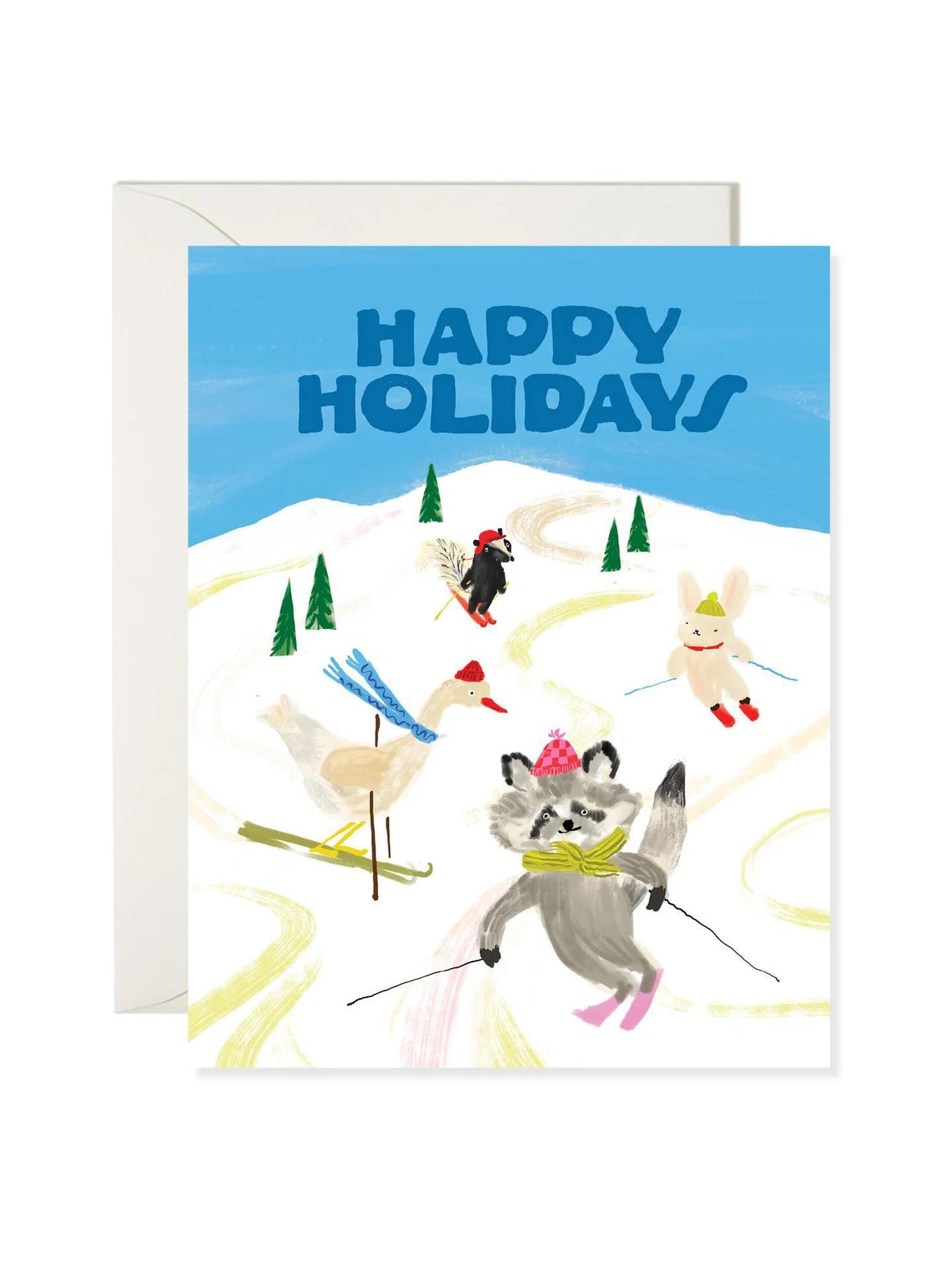 Woodland Ski Slope - Sweet Animal Holiday Card