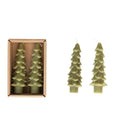Cedar Green Tree Shaped Taper Candles, Set of 2