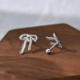Lace Ribbon Bow Stud Earrings in Sterling Silver