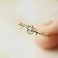 Vintage Style Oval Solitaire Milgrain Ring in  18k Gold Vermeil