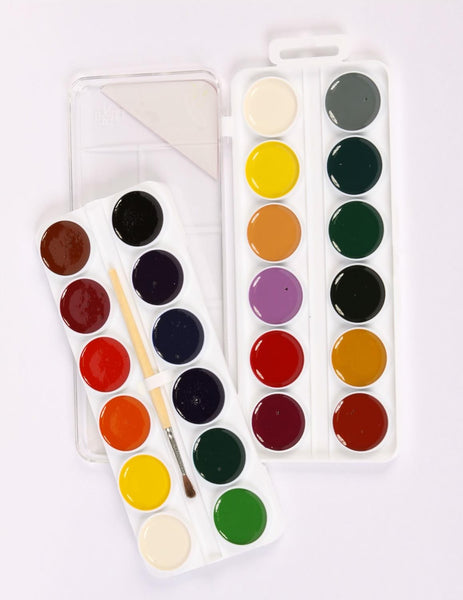 Set of 24 Semi-Moist Watercolors w/ Brush
