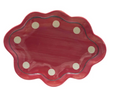 Stoneware Scalloped Dish with Wax Relief Design, 4 Colors