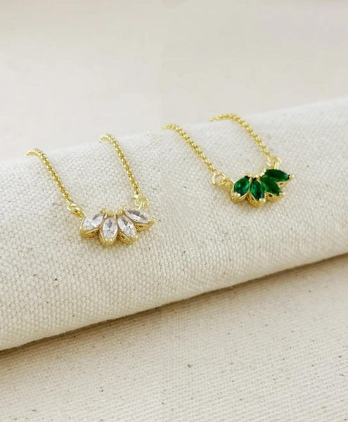18k Gold Filled CZ Lotus Necklace