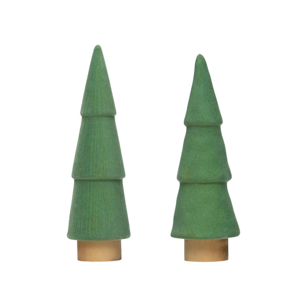Stoneware Flocked Trees