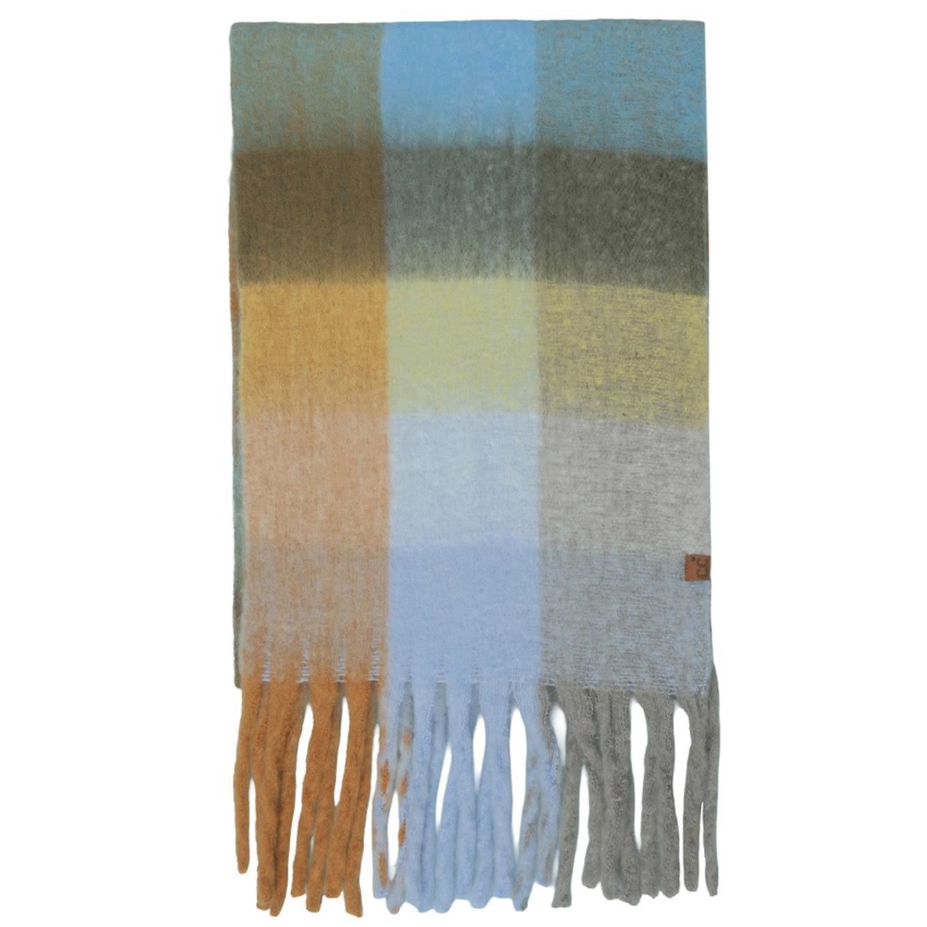 Multicolor Block Plaid Check Pattern Woven Winter Scarf