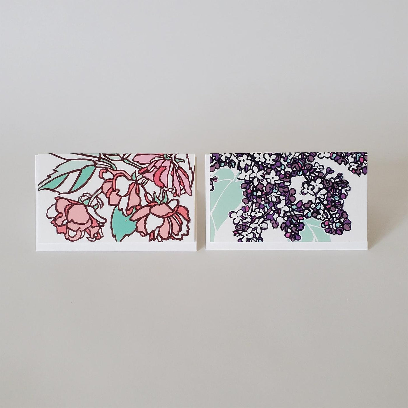 Lilac and Cherry Blossom Mini Note Card Set of 8