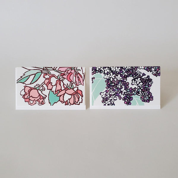 Lilac and Cherry Blossom Mini Note Card Set of 8
