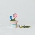 Flower Shaped Stoneware Measuring Spoons with Holder
