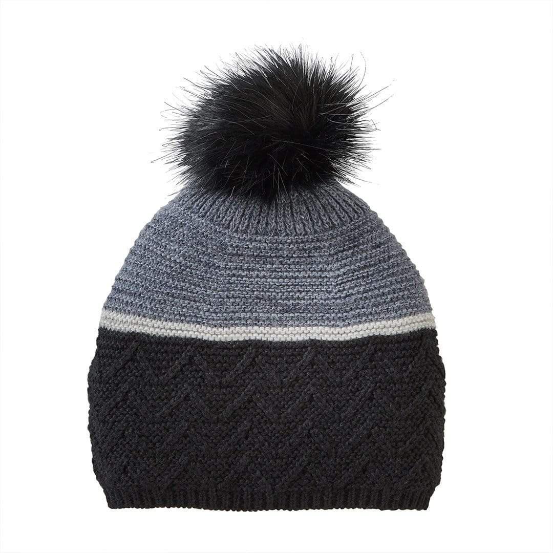 Colorblock Knit Hat with Pom