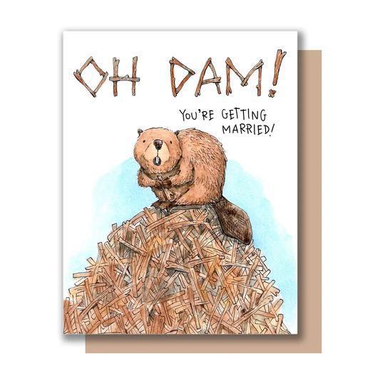 Oh Dam Beaver Wedding Engagement Card