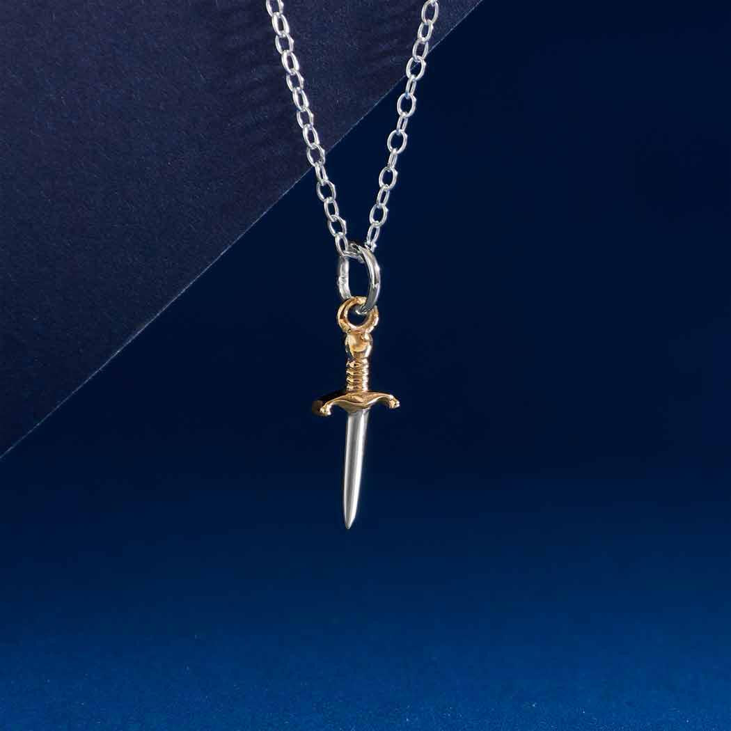 Sterling Silver and Bronze Mini Dagger Necklace