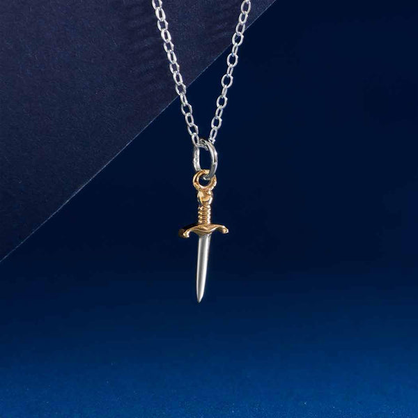 Sterling Silver and Bronze Mini Dagger Necklace