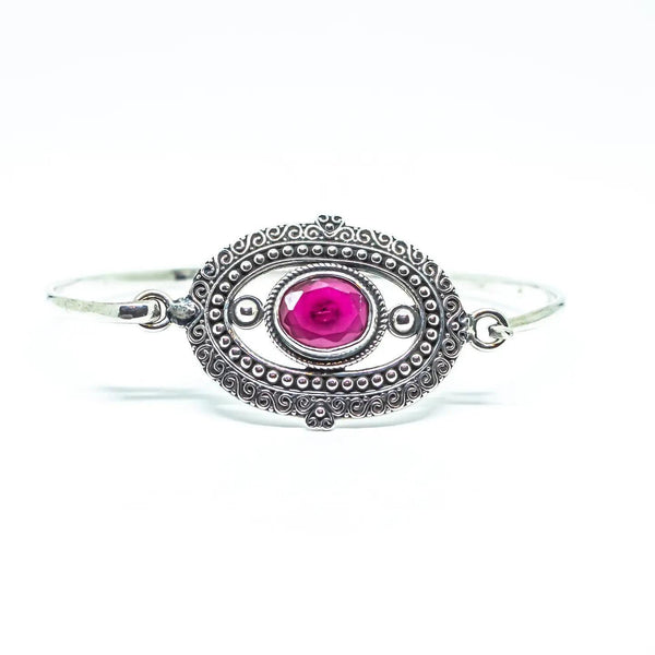 Ruby and Sterling Silver Openable Bangle Bracelet