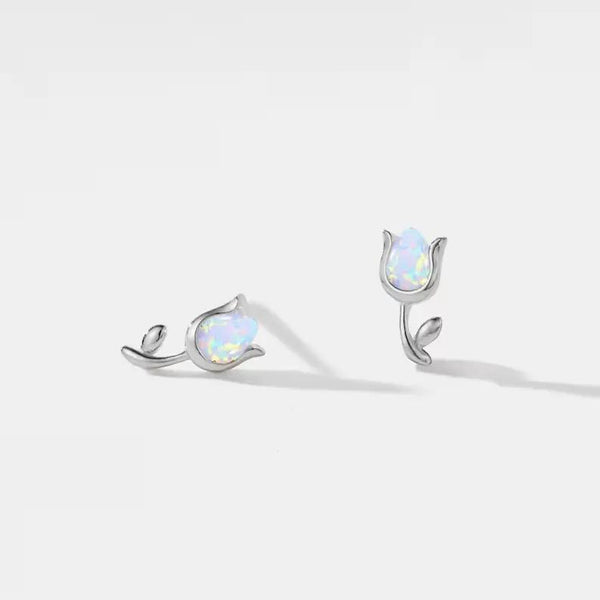Tiny Opal Tulip Stud Earrings