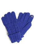 Solid Cable Knit Gloves with Flip Cuff