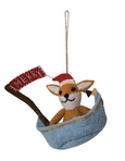 Wool Felt Animals in Sailboat Ornament