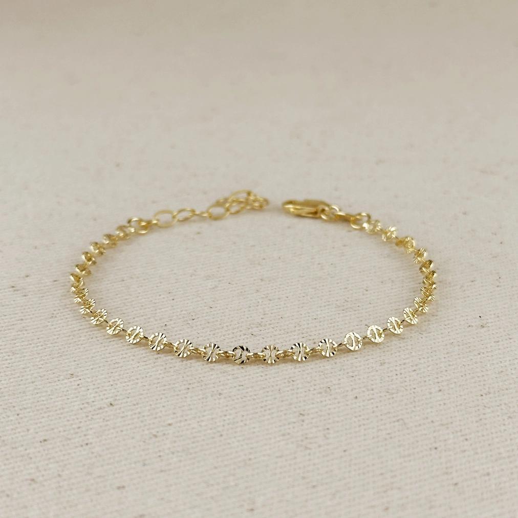 18k Gold Filled Diamond Cut Chain Bracelet