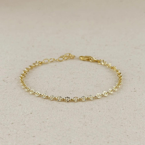 18k Gold Filled Diamond Cut Chain Bracelet