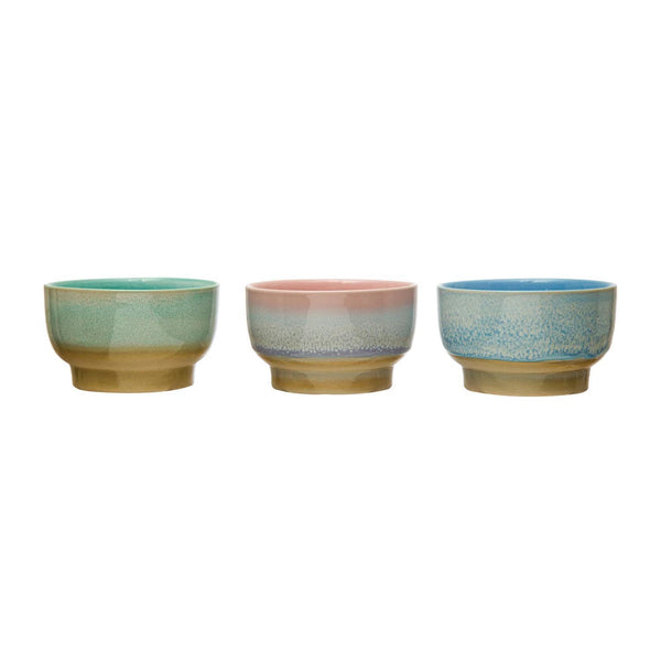 Stoneware Bowl, Reactive Glaze, 3 Colors (each color will vary)