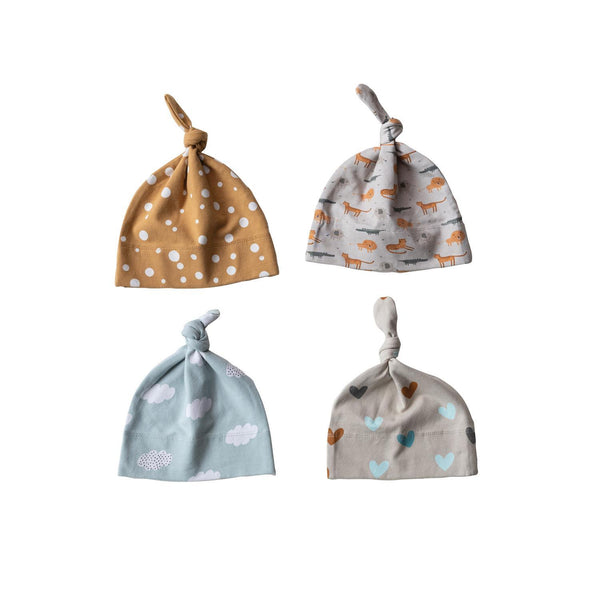 Cotton Blend Knotted Baby Hat, 0-9 Months