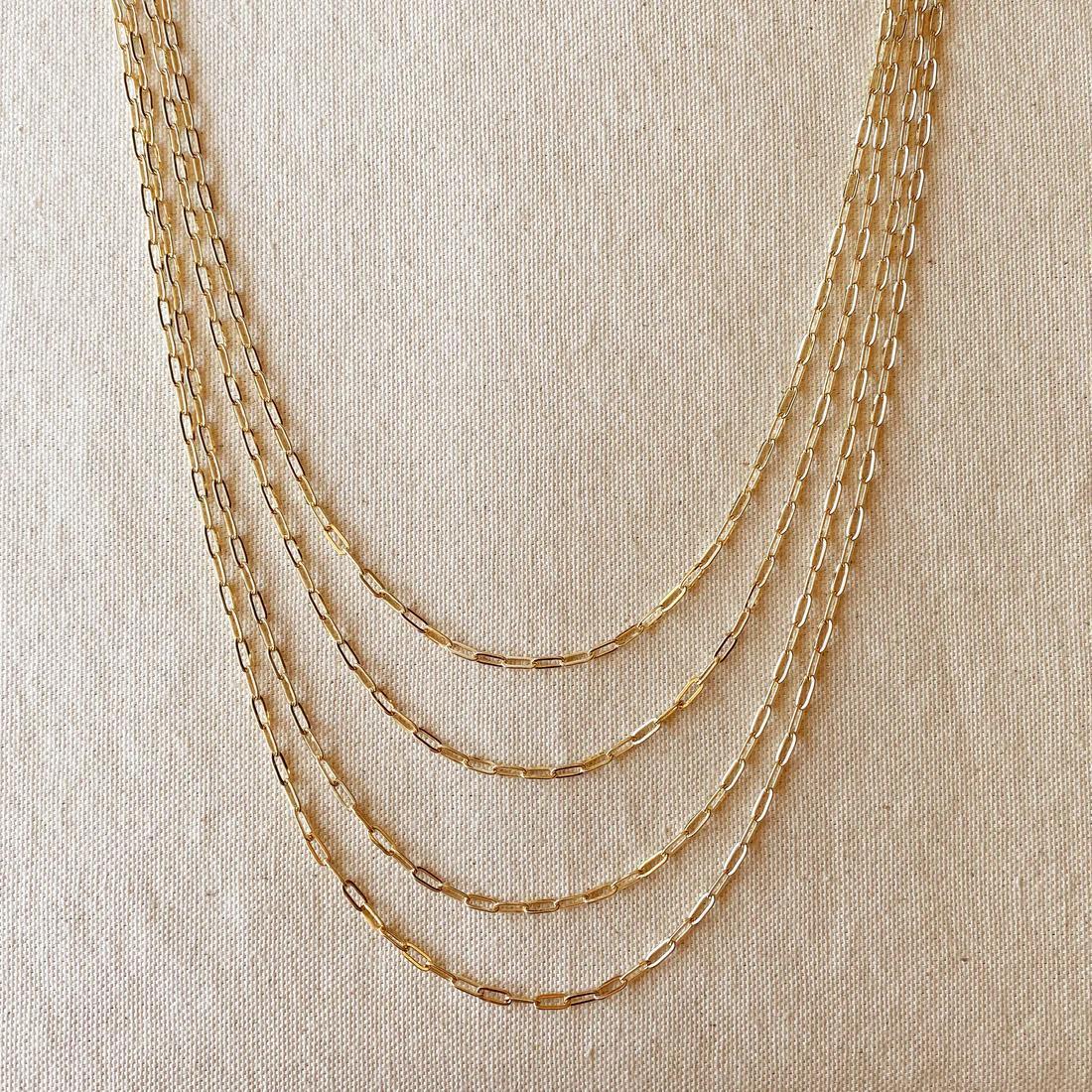 18k Gold Filled Short Link Paperclip Chain - 16 in.