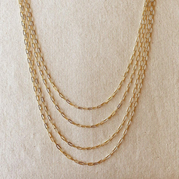 18k Gold Filled Short Link Paperclip Chain - 16 in.